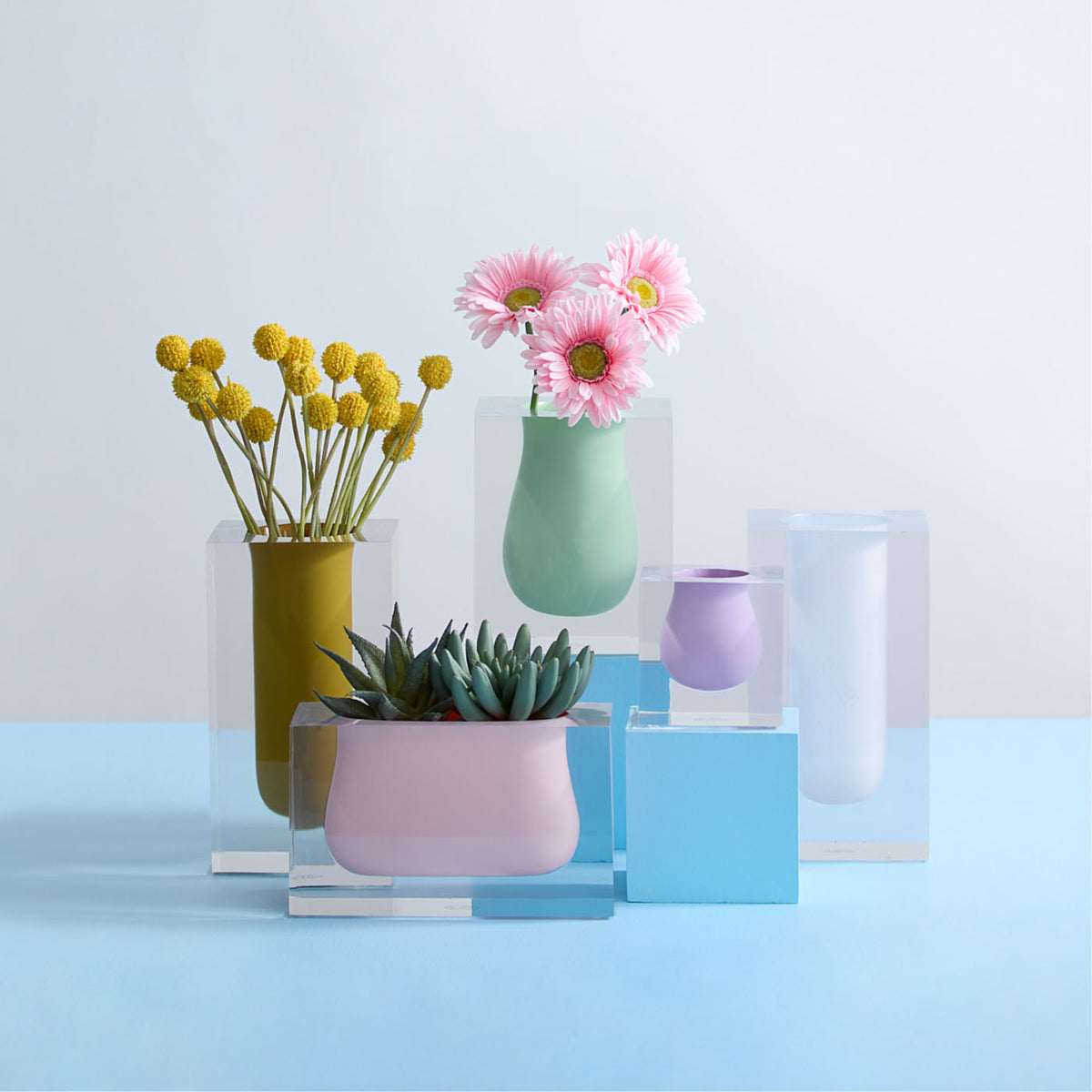 4.25 inch multiple color Bel Air MINI SCOOP VASE luxury vintage solid cube block flower vase